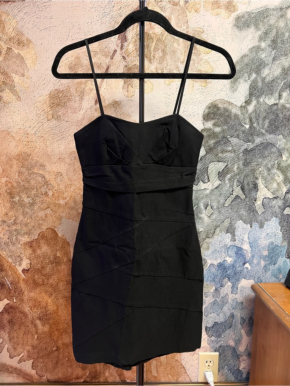 Fox Black Spaghetti-Strap Mini Dress